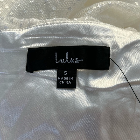 LULUS Adorable Event White Mesh One-Shoulder Swiss Dot Mini Dress Bridal - Picture 7 of 16